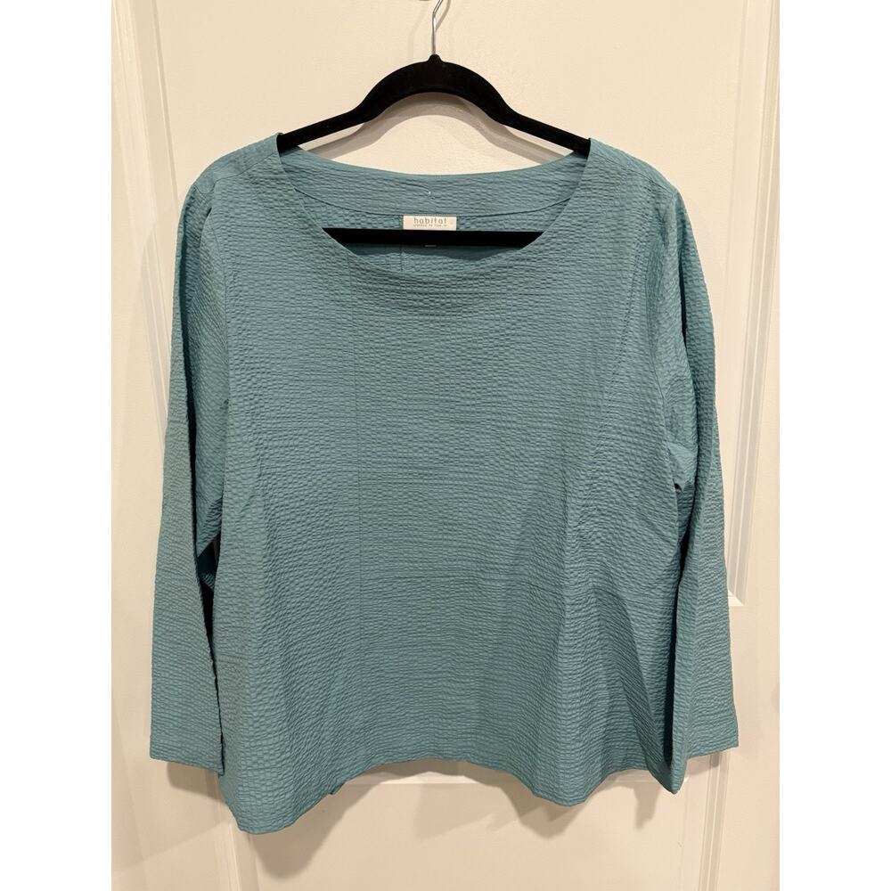 Habitat Light Teal Textured Long Sleeve Blouse